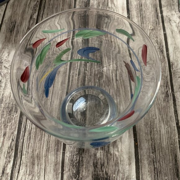 Lenox Poppies on Blue Hurricane vase - Picture 2 of 7